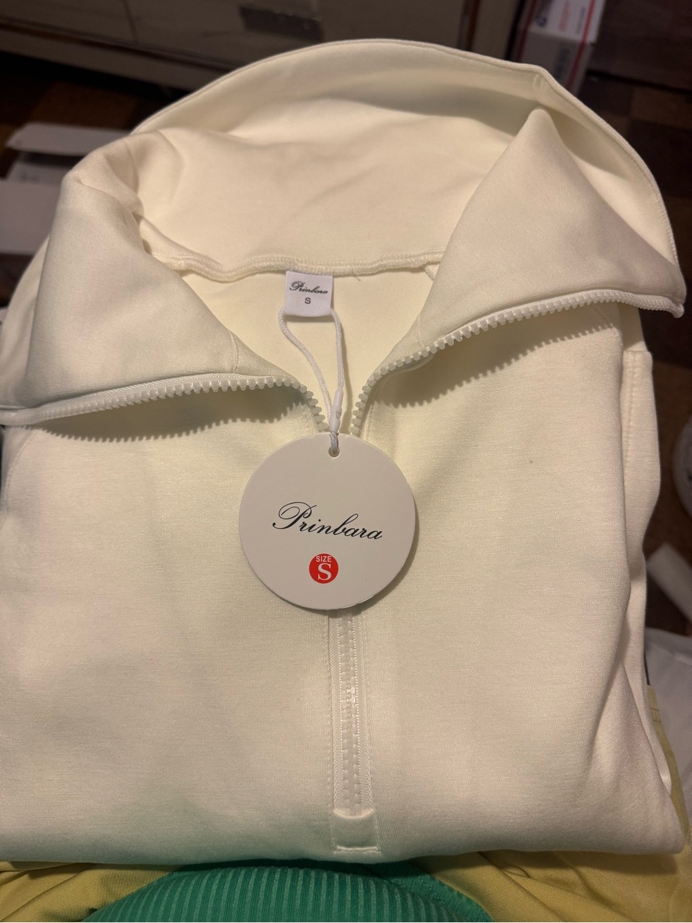 Cream Half-Zip Turtleneck Sweater